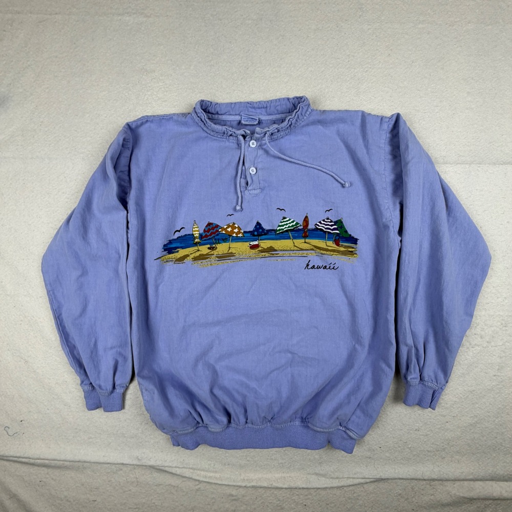 Vintage Crazy Shirts Hawaii Lavender Dyed Beach Umbrella Pullover Sweatshirt M
